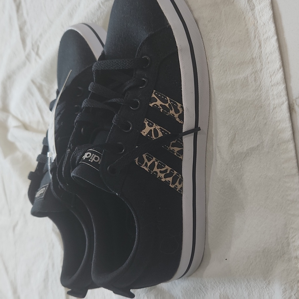 Womens Black W/animal Print Stripes Addias Cloudform Sneakers